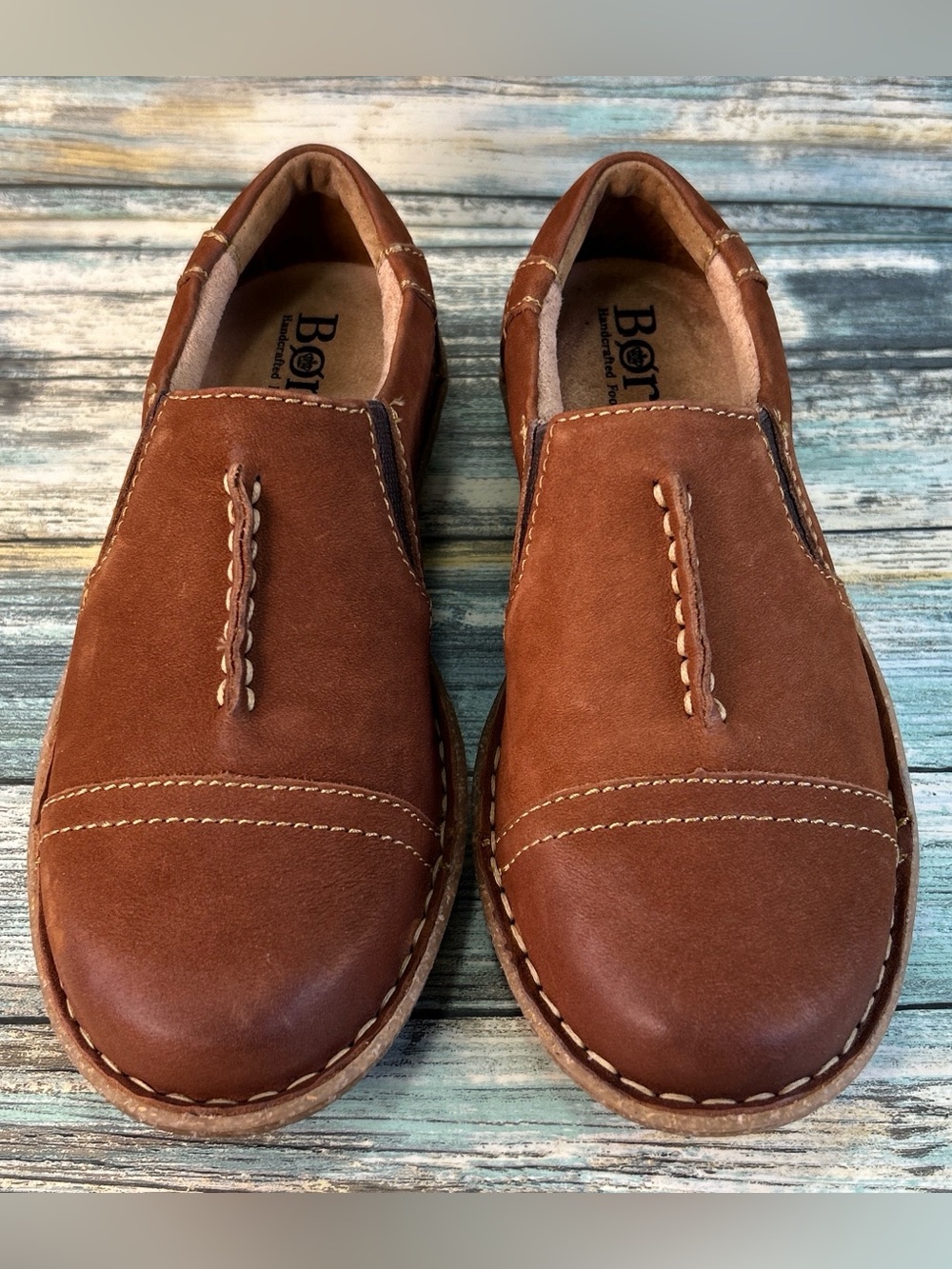 Born Nampa Slip On Shoes Womens Size 6.5M Brown Leather Casual Comfort Loafers